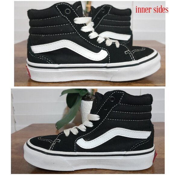 Little Kid's Black White High Top Vans Sneakers sz 11 - Picture 7 of 8